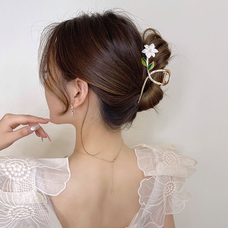 New Women Metal Hair Claw Elegant Gold Flowers Hair Clips Barrette Crab Headband Ponytail Clip Headwear hair accessories tiara A-1613
