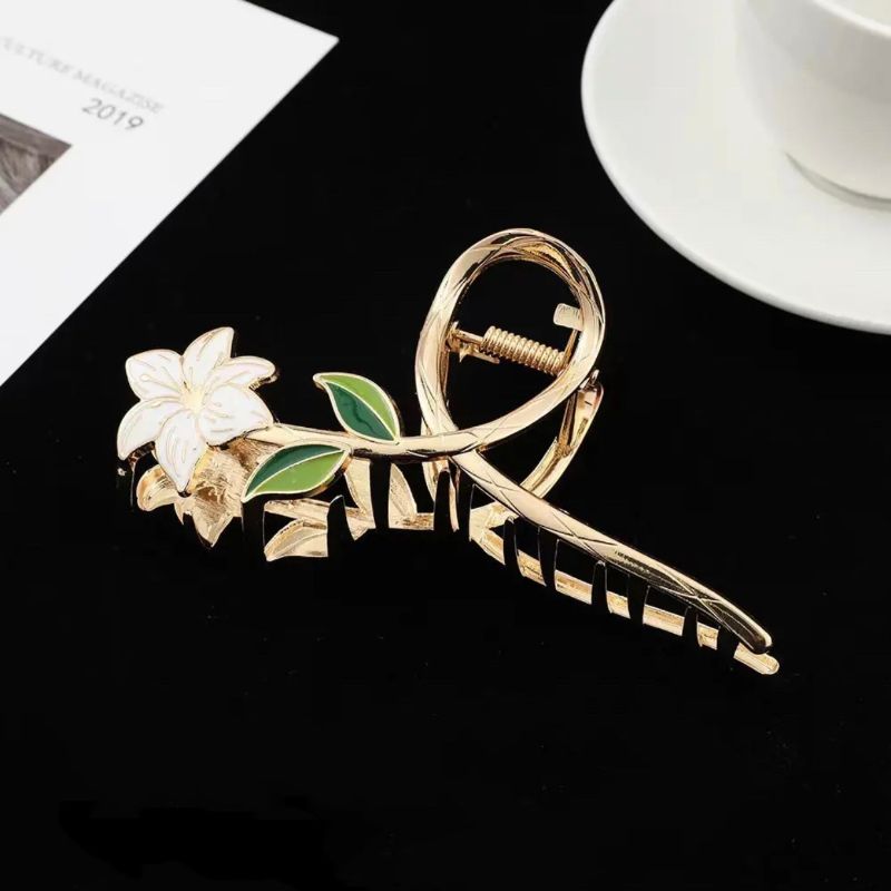 New Women Metal Hair Claw Elegant Gold Flowers Hair Clips Barrette Crab Headband Ponytail Clip Headwear hair accessories tiara A-1613