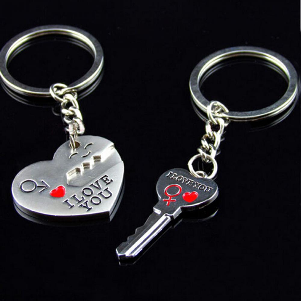 "I Love You" in Heart Arrow + Key lock Couple Key Chain Ring Keyring Keyfob Lover Gift A--17