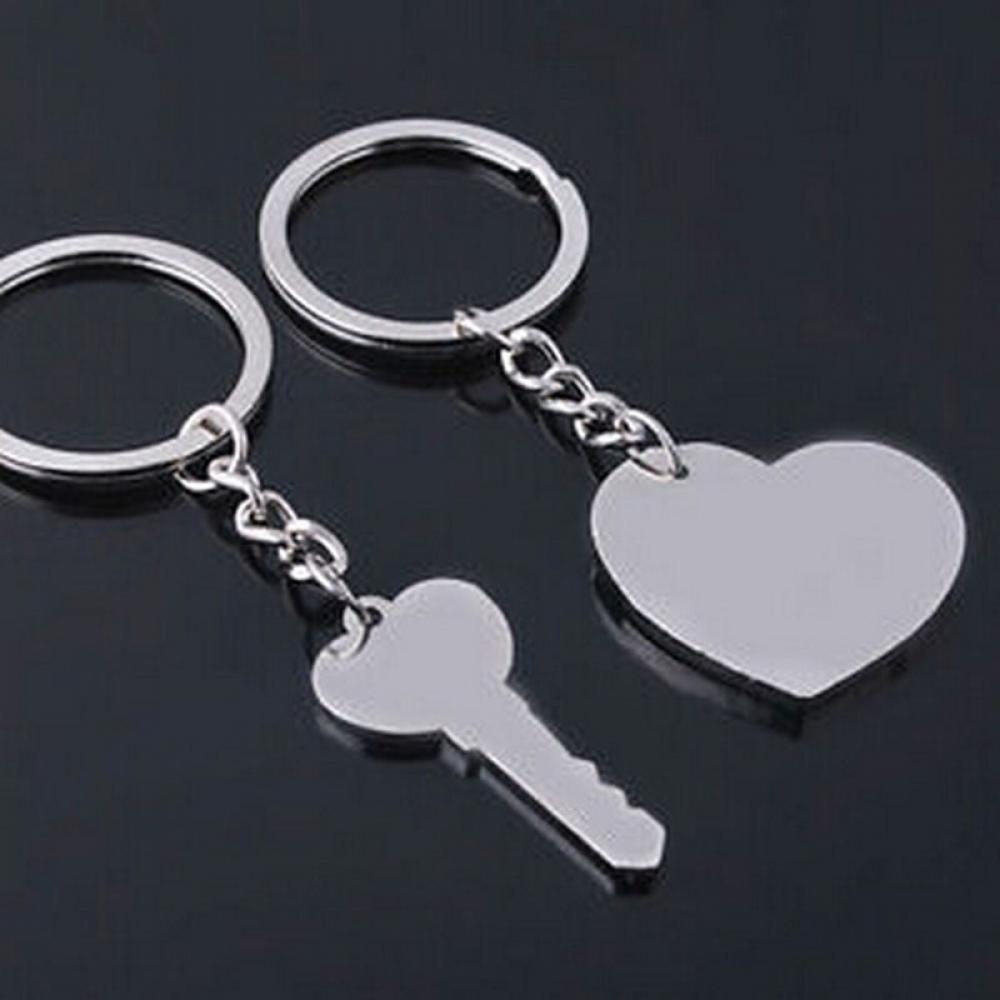 "I Love You" in Heart Arrow + Key lock Couple Key Chain Ring Keyring Keyfob Lover Gift A--17