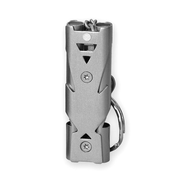 Outdoors High Decibel Portable Keychain Whistle Stainless Steel Double Pipe Emergency Survival Whistle Multifunction Tools  E-1078