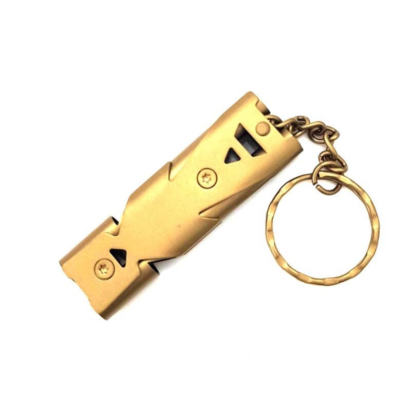 Outdoors High Decibel Portable Keychain Whistle Stainless Steel Double Pipe Emergency Survival Whistle Multifunction Tools  E-1078