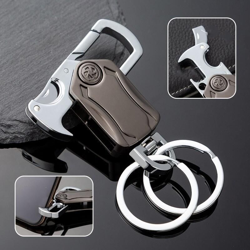 Multifunctional Keychain Classic Men Mini Fingertip Spinner With Bottle Open Metal Key Ring Foldable Car Key Holder Gift Keyring A-1962