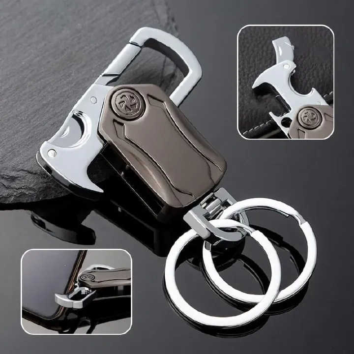Multifunctional Keychain Classic Men Mini Fingertip Spinner With Bottle Open Metal Key Ring Foldable Car Key Holder Gift Keyring A-1962