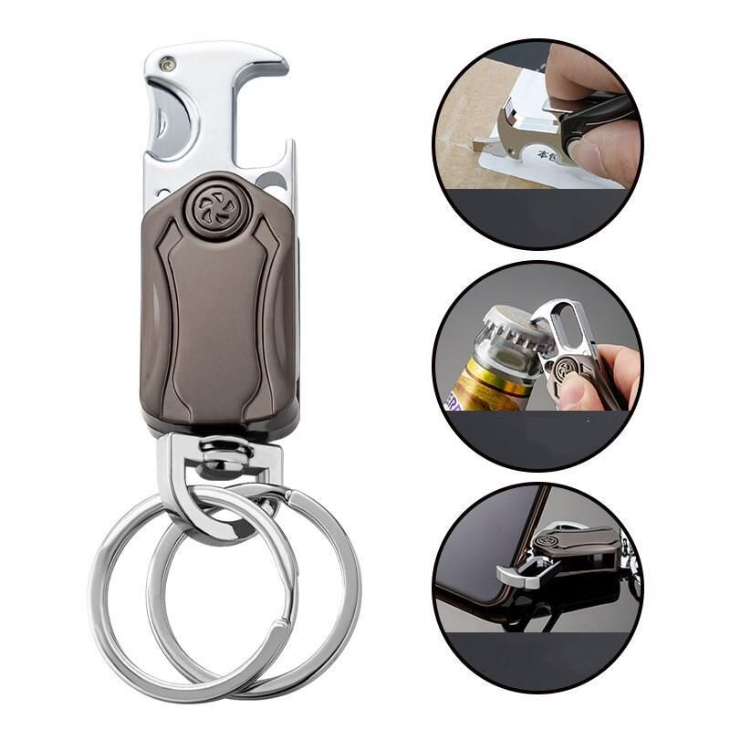 Multifunctional Keychain Classic Men Mini Fingertip Spinner With Bottle Open Metal Key Ring Foldable Car Key Holder Gift Keyring A-1962