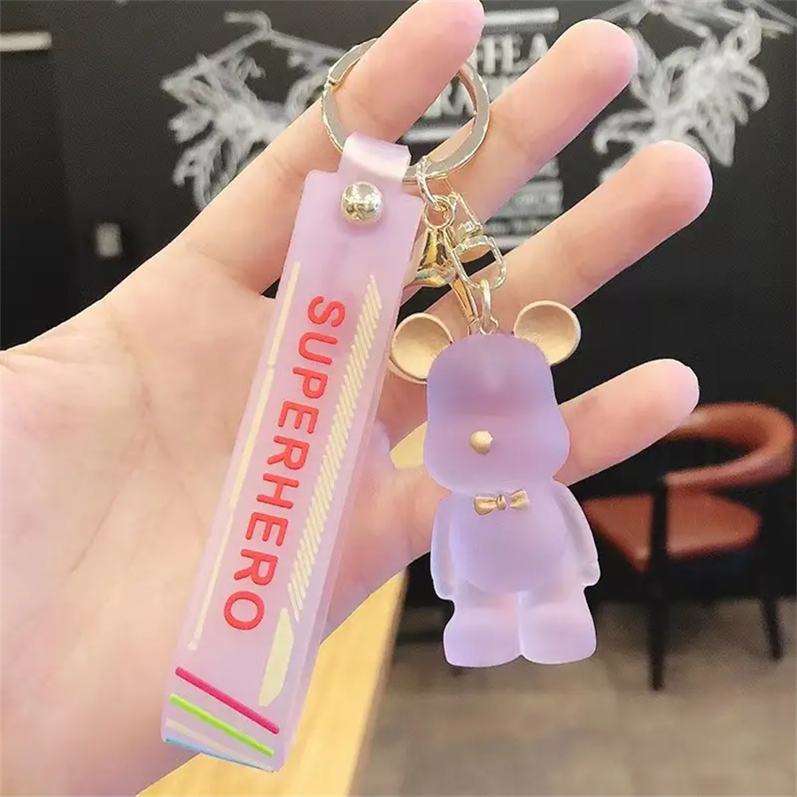 1PC Crystal Bow Tie Bear Key Chain Cute Fun Car Key Chain Bag Pendant Creative Couple E-1113