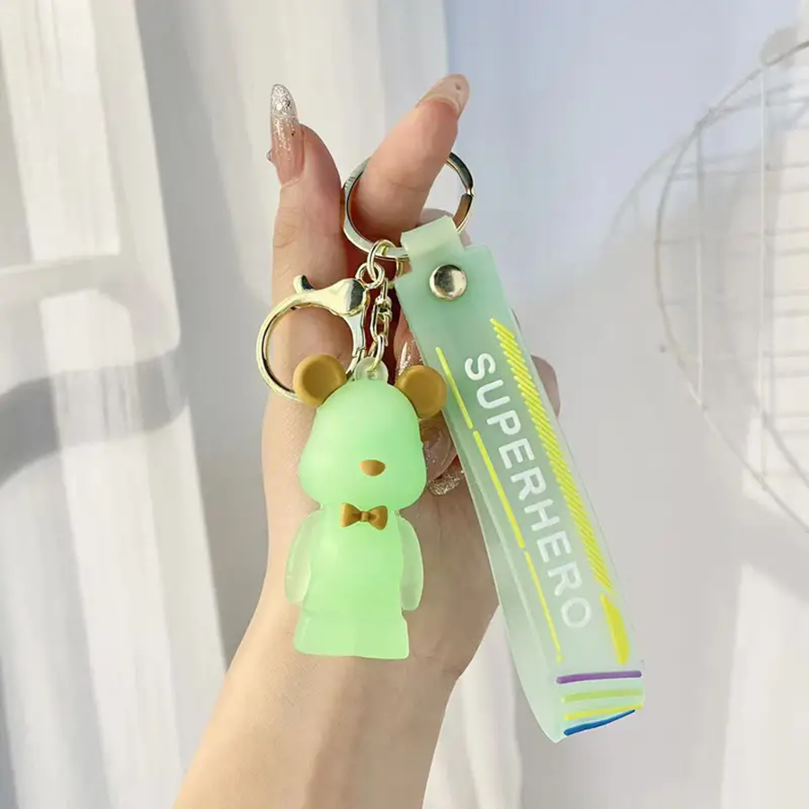 1PC Crystal Bow Tie Bear Key Chain Cute Fun Car Key Chain Bag Pendant Creative Couple E-1113
