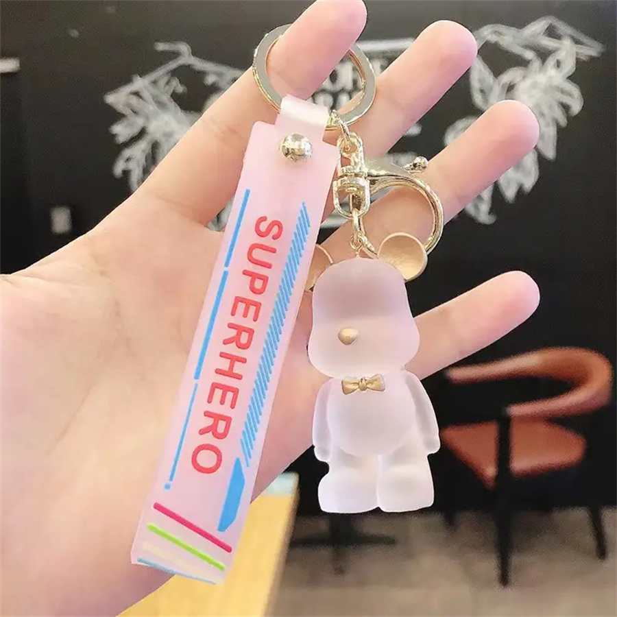 1PC Crystal Bow Tie Bear Key Chain Cute Fun Car Key Chain Bag Pendant Creative Couple E-1113