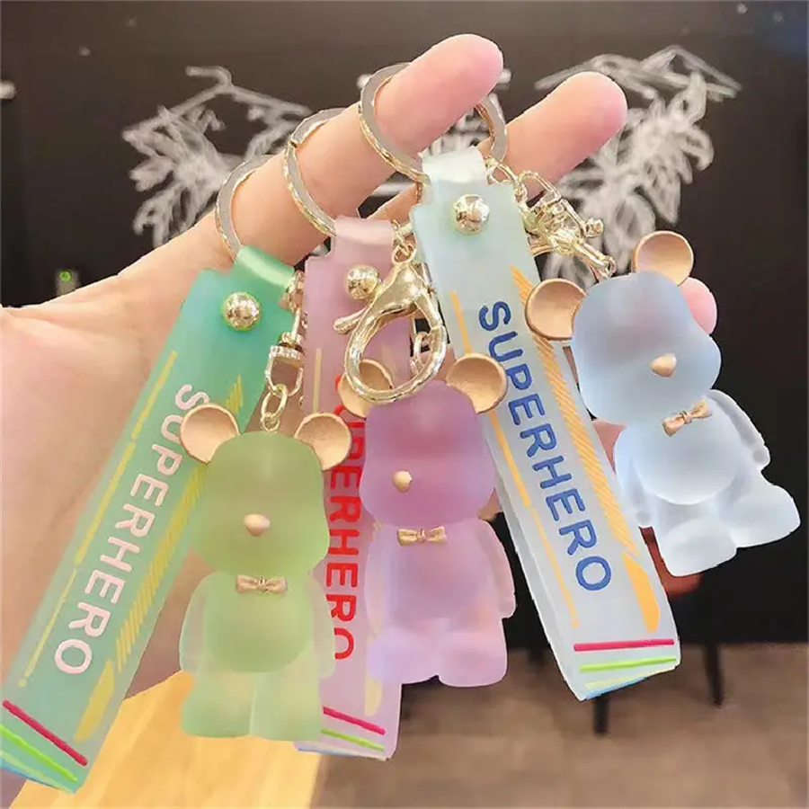 1PC Crystal Bow Tie Bear Key Chain Cute Fun Car Key Chain Bag Pendant Creative Couple E-1113