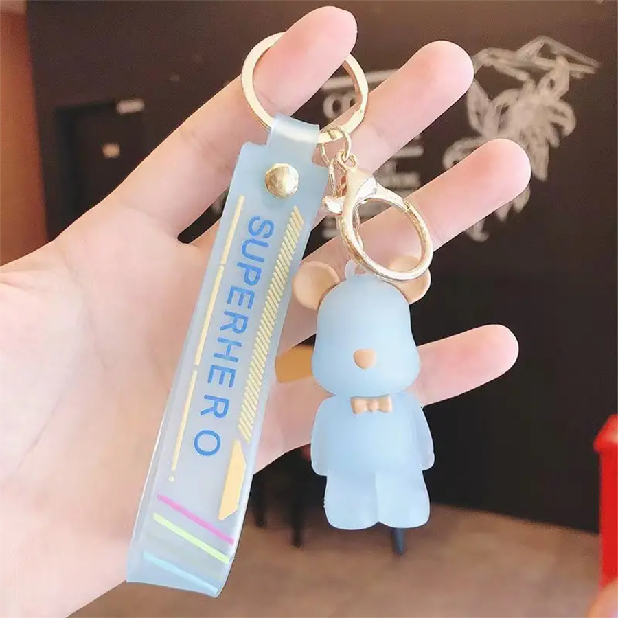1PC Crystal Bow Tie Bear Key Chain Cute Fun Car Key Chain Bag Pendant Creative Couple E-1113