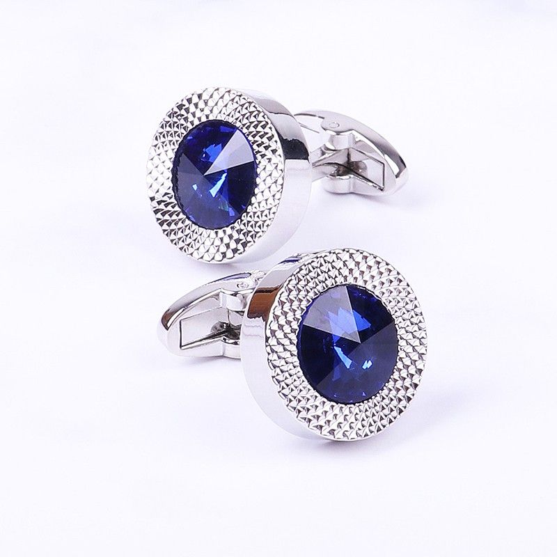 Blue Crystal Cone Cufflinks Men Blue Prismatic Cuff Button Fashion French Shirt Cufflinks Men's Shirt Taper Cuff Links  A-1290