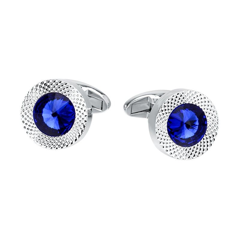 Blue Crystal Cone Cufflinks Men Blue Prismatic Cuff Button Fashion French Shirt Cufflinks Men's Shirt Taper Cuff Links  A-1290