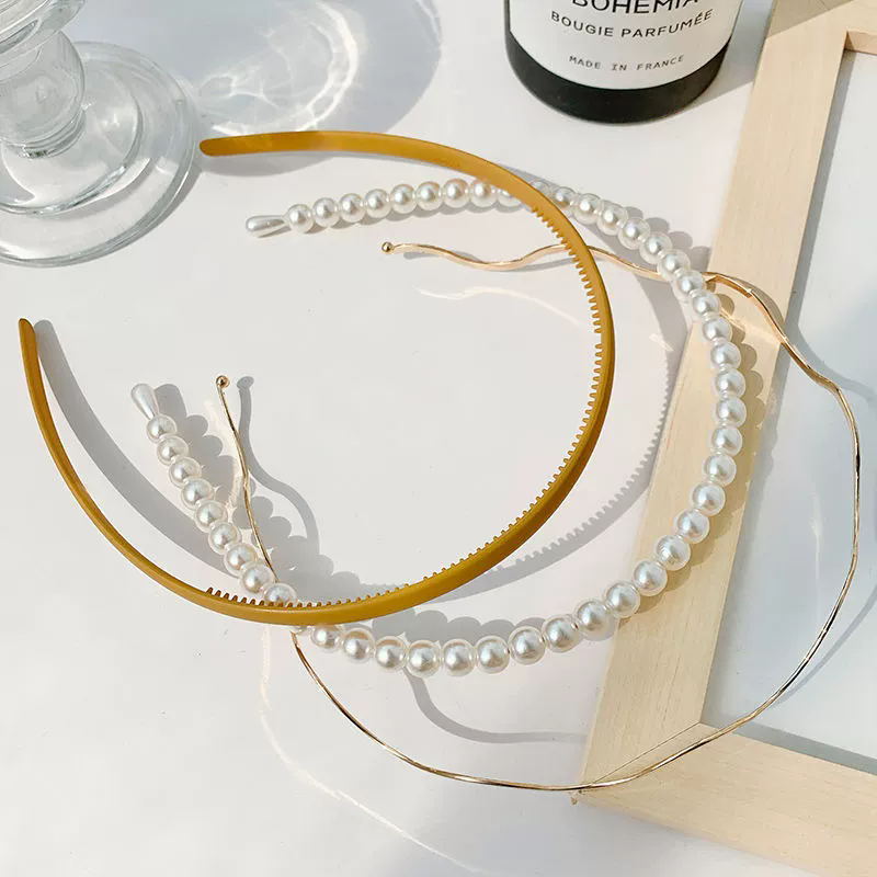 Spring Match Japanese Candy Color Hair Band Combination Pearl Head Band Ins Wave Hair Card Wild Hair Accessory A-601