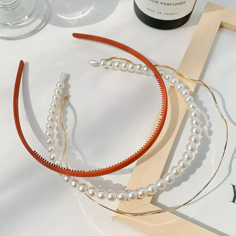 Spring Match Japanese Candy Color Hair Band Combination Pearl Head Band Ins Wave Hair Card Wild Hair Accessory A-601