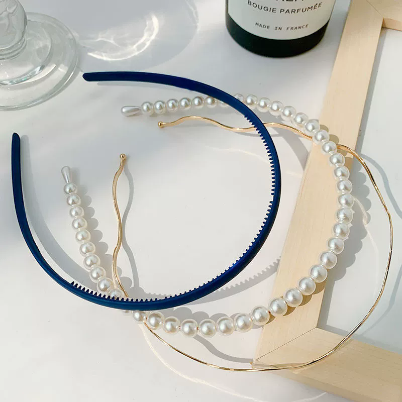 Spring Match Japanese Candy Color Hair Band Combination Pearl Head Band Ins Wave Hair Card Wild Hair Accessory A-601