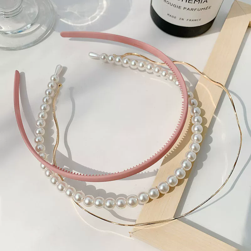 Spring Match Japanese Candy Color Hair Band Combination Pearl Head Band Ins Wave Hair Card Wild Hair Accessory A-601