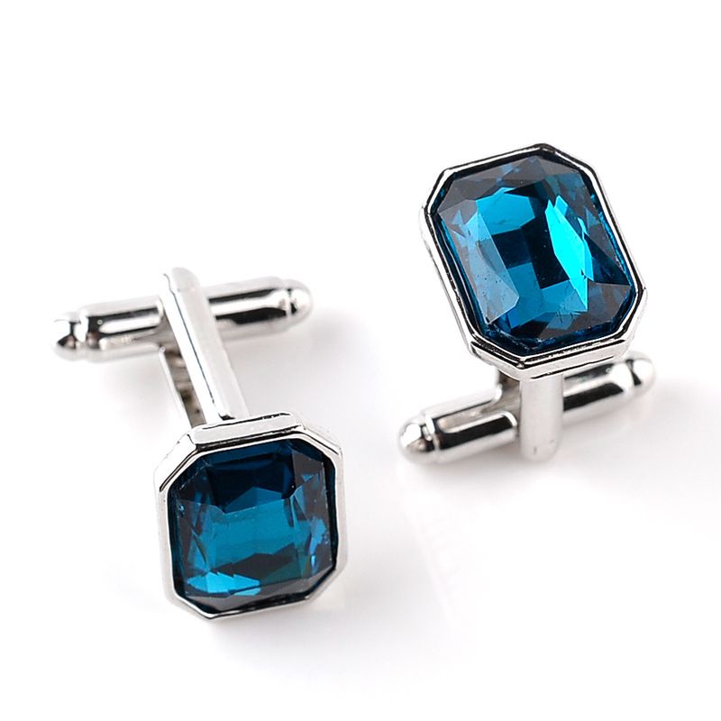 New Fashion All-match Luxury Men's Cufflinks High Quality Shirts Cuff Links Business Colorful Glass Diamond Cuff Buttons & A-1321