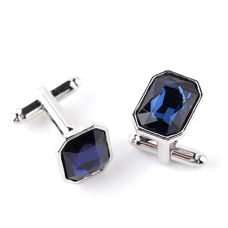 New Fashion All-match Luxury Men's Cufflinks High Quality Shirts Cuff Links Business Colorful Glass Diamond Cuff Buttons & A-1321