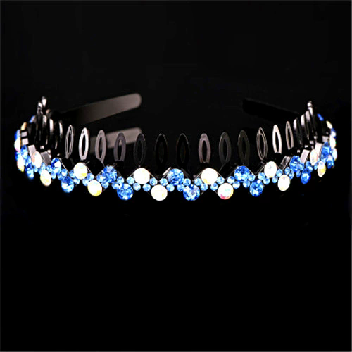 Hairbands Non-slip Bezel Colorful Rhinestone Flower Water Ripple Hair Hoop Headband For Women Hair Band Hair Accessories  A-1409
