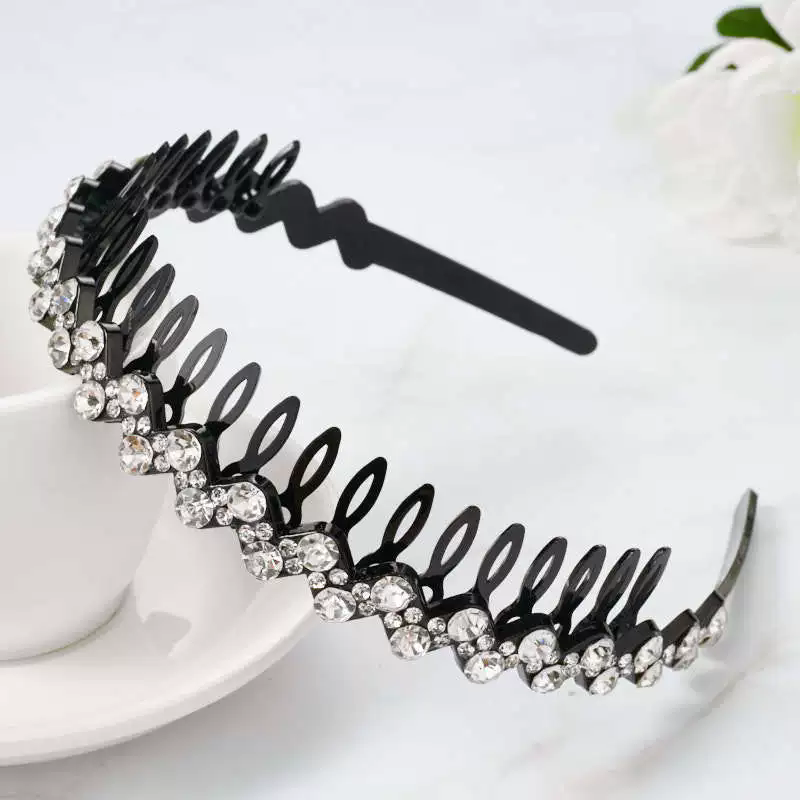 Hairbands Non-slip Bezel Colorful Rhinestone Flower Water Ripple Hair Hoop Headband For Women Hair Band Hair Accessories  A-1409