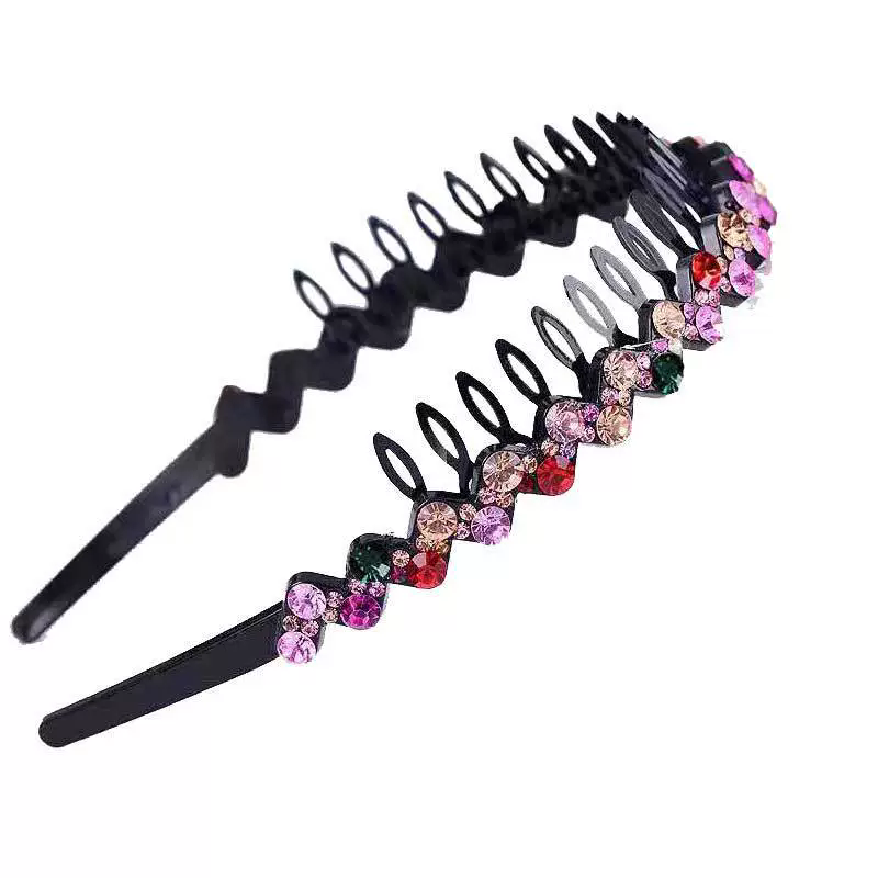 Hairbands Non-slip Bezel Colorful Rhinestone Flower Water Ripple Hair Hoop Headband For Women Hair Band Hair Accessories  A-1409