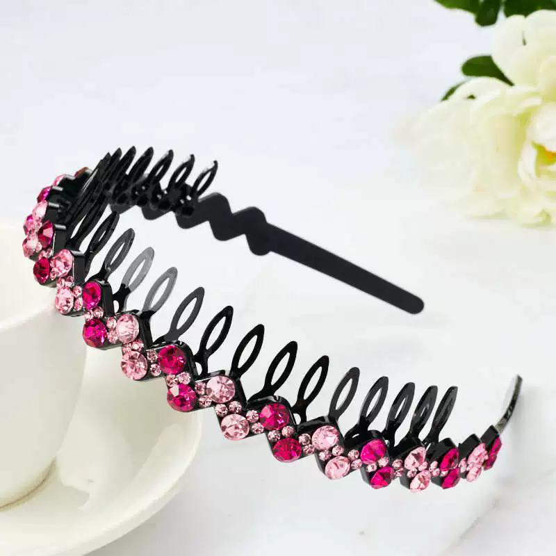 Hairbands Non-slip Bezel Colorful Rhinestone Flower Water Ripple Hair Hoop Headband For Women Hair Band Hair Accessories  A-1409