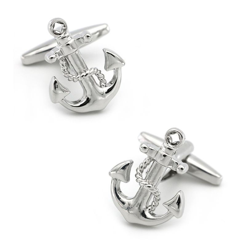 New ship anchor cufflinks sleeve studs fashion men's shirt accessoriesMen's Ship Anchor Cufflinks Copper Material Silver Color
