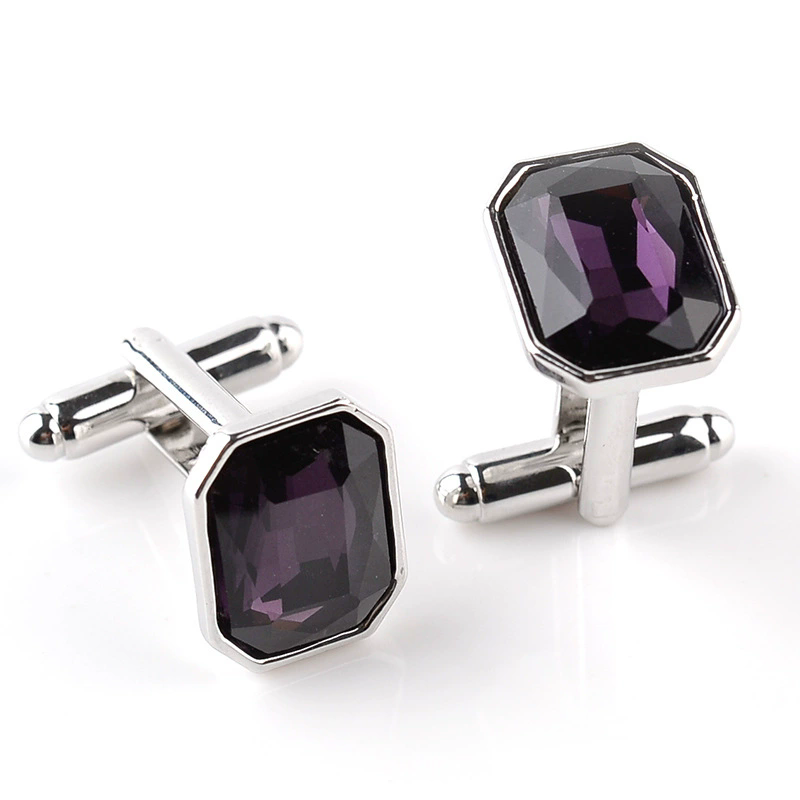 New Fashion All-match Luxury Men's Cufflinks High Quality Shirts Cuff Links Business Colorful Glass Diamond Cuff Buttons & A-1321