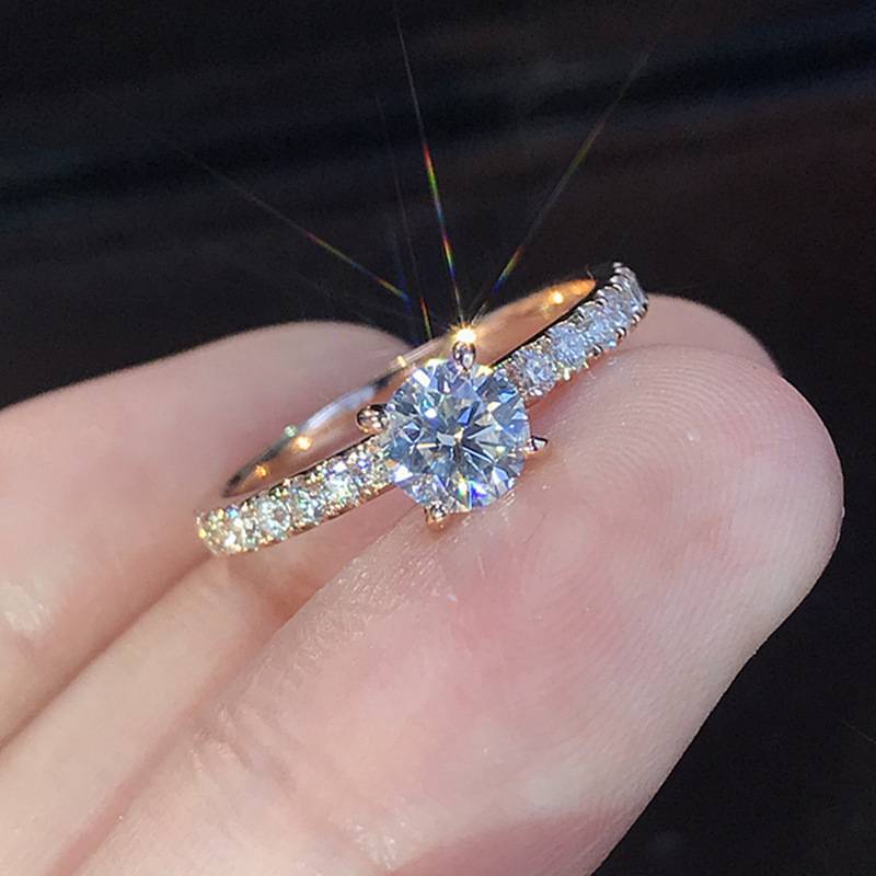European And American Simple Silver-plated Simulation Diamond Ring To Get Married To Ring Wedding Ring A-579