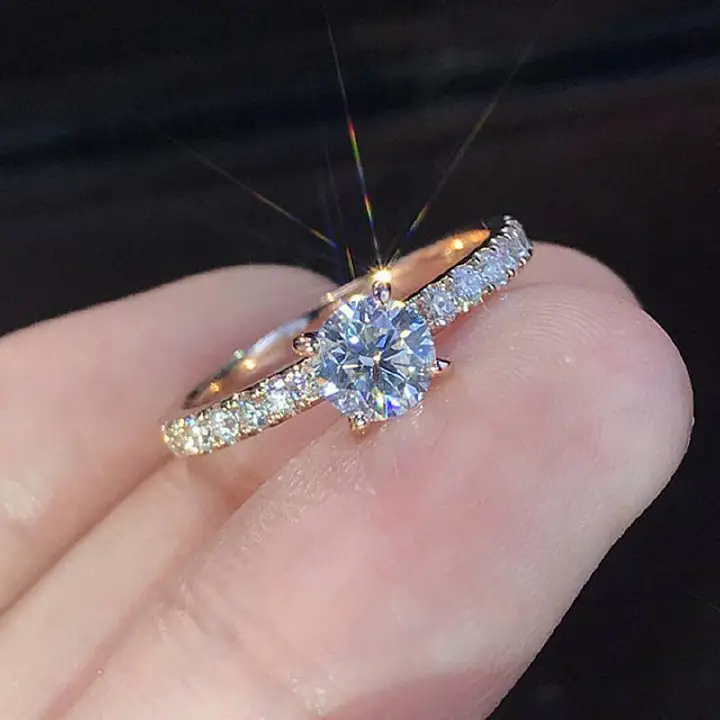 European And American Simple Silver-plated Simulation Diamond Ring To Get Married To Ring Wedding Ring A-579