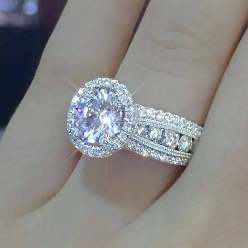 European And American Classic Starry Sky With Large Zircon Diamond Ring Female Couple Engagement Ring A-210-1