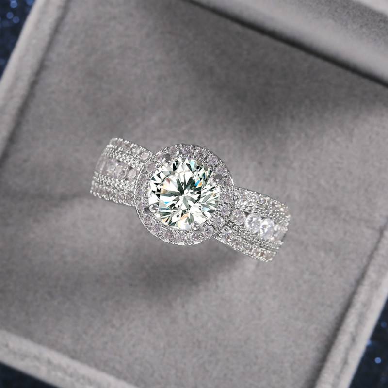 European And American Classic Starry Sky With Large Zircon Diamond Ring Female Couple Engagement Ring A-210-1