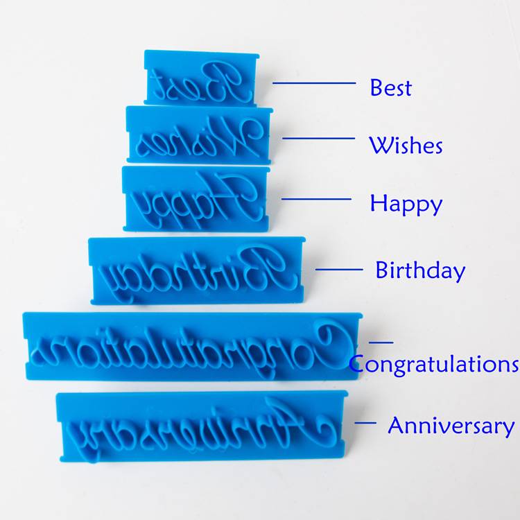 6pcs/set Letters Plastic Cookie Cutter Cake Mold Biscuit Stamp Fondant Cake Decorating Tools Happy Birthday Best Wishes J--65