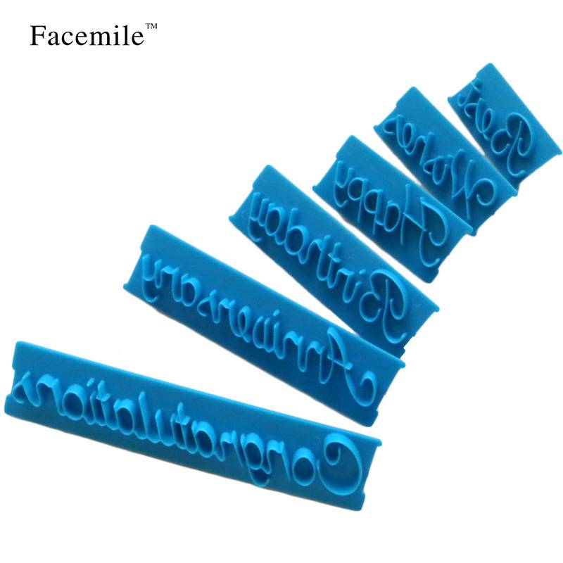 6pcs/set Letters Plastic Cookie Cutter Cake Mold Biscuit Stamp Fondant Cake Decorating Tools Happy Birthday Best Wishes J--65
