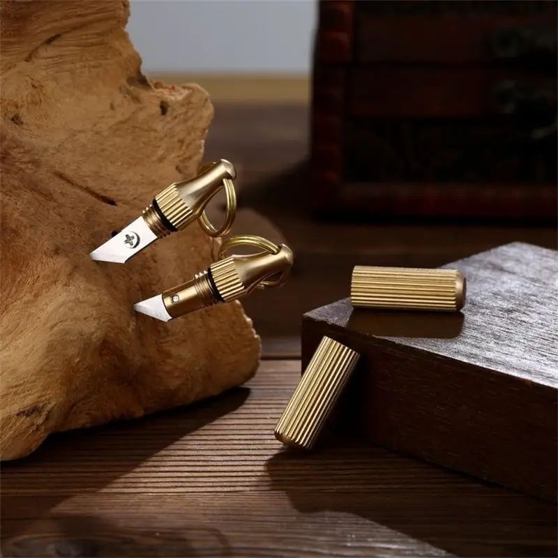 Mini Brass Capsule Pocket Knife, Multifunctional Portable Keychain Knife Multifunctional Tool Key Chain For Outdoor Survival Eme C-282