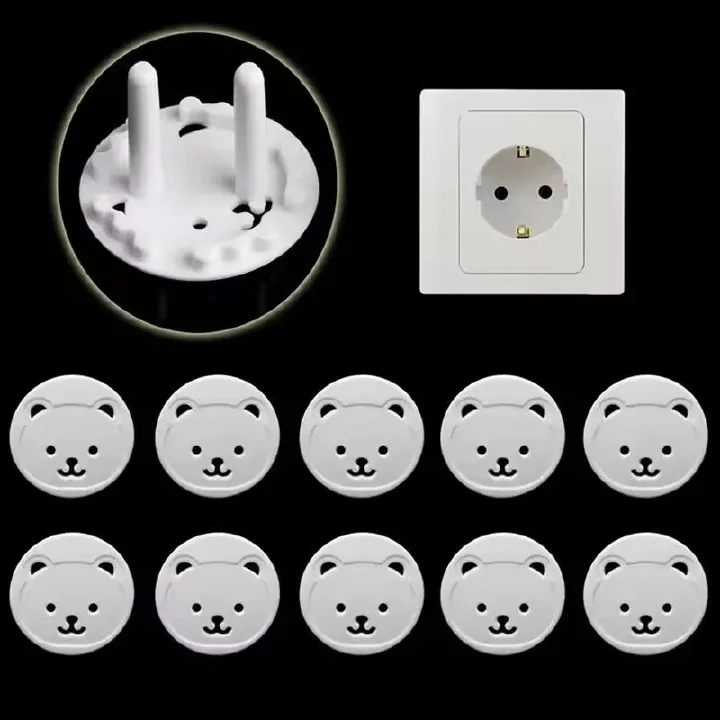 10pcs Baby Safety Child Electric Socket Outlet Plug Protection Security Two Phase Safe Lock Cover Kids Sockets Cover Plugs E-1124