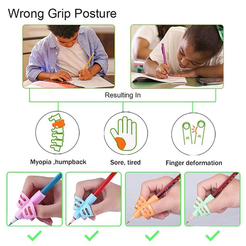 3Pcs/Set Non-toxic Children Pencil Holder Pen Writing Aid Grip Posture Correction Tools Office School Supplies E-413
