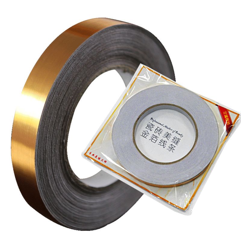 1CM*50M Silver Gold Adhesive Floor Tile Strip Seam Sticker Copper Foil Tape Waterproof Wall Sealing Tape Home Decoration E-1179