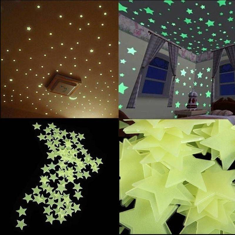 3D stars glow in the dark Luminous on Wall Stickers for Kids Room living room Wall Decal Home Decoration poster J--82