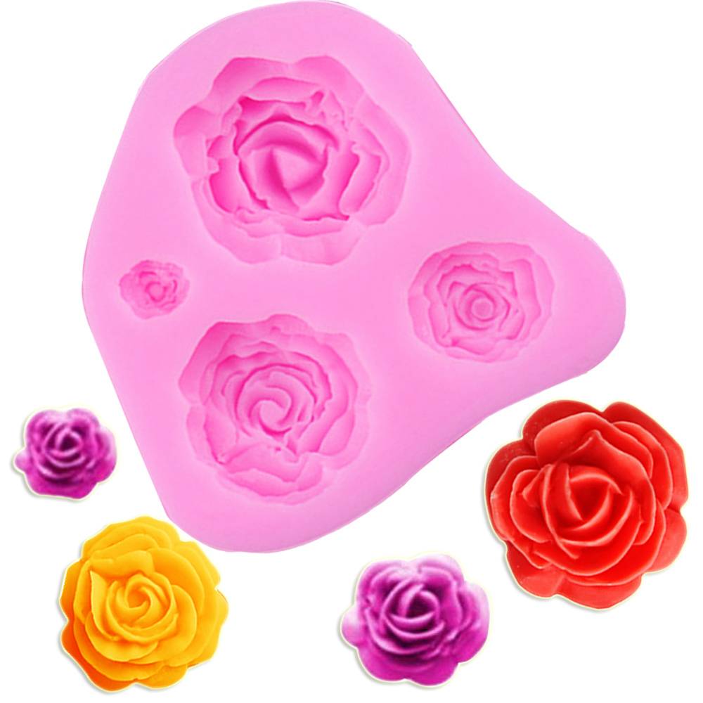 3D Rose Flower Silicone Mold Fondant Cake Decorating Chocolate Cookie Soap Fimo Polymer Clay Resin baking molds D12--4