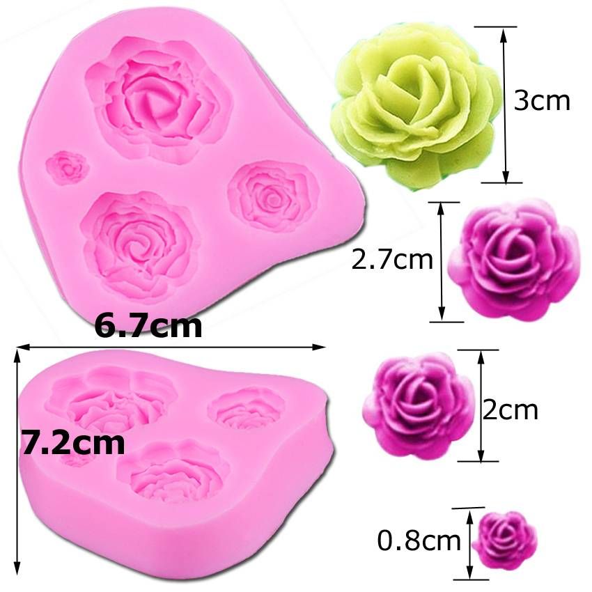 3D Rose Flower Silicone Mold Fondant Cake Decorating Chocolate Cookie Soap Fimo Polymer Clay Resin baking molds D12--4