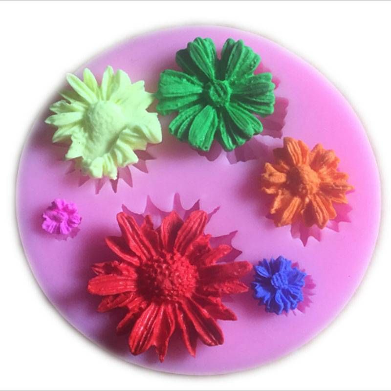 DIY Daisy Flower Silicone Mold Fondant Mold Cake Decorating Tools Kitchen Cake Mold 3D Silicone Baking Mould  D12--2