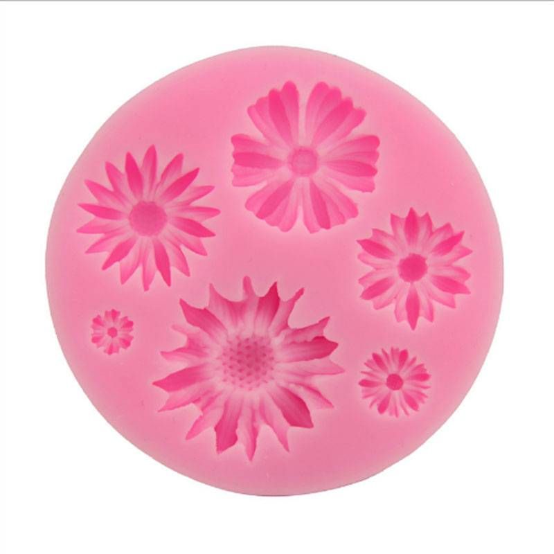 DIY Daisy Flower Silicone Mold Fondant Mold Cake Decorating Tools Kitchen Cake Mold 3D Silicone Baking Mould  D12--2