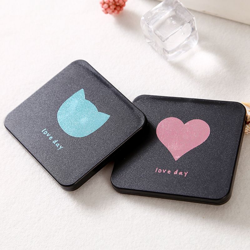 Foldable Makeup Mirror Mini Square Makeup Vanity Mirror Portable Hand Mirrors Double-sided Compact Mirror Pocket Cosmetic Mirror C-395