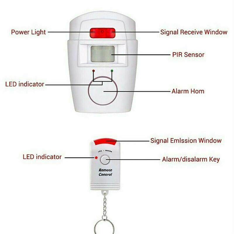 Wireless PIR Motion Sensor Detector Alarm with Remote Controls Infrared Motion Sensor Alarm Battery-powered Home Security System（Battery not included）