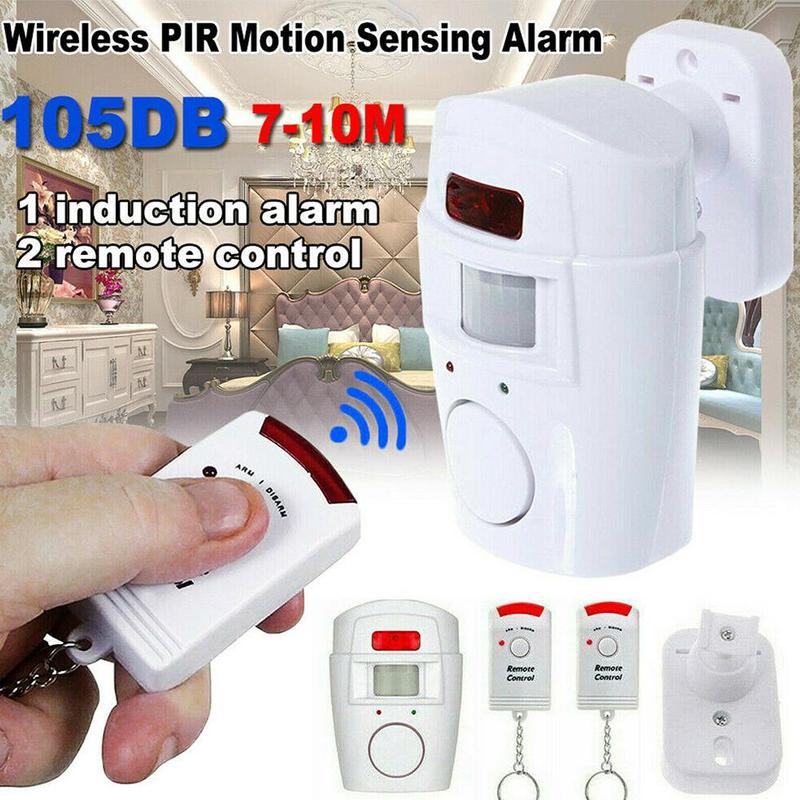 Wireless PIR Motion Sensor Detector Alarm with Remote Controls Infrared Motion Sensor Alarm Battery-powered Home Security System（Battery not included）