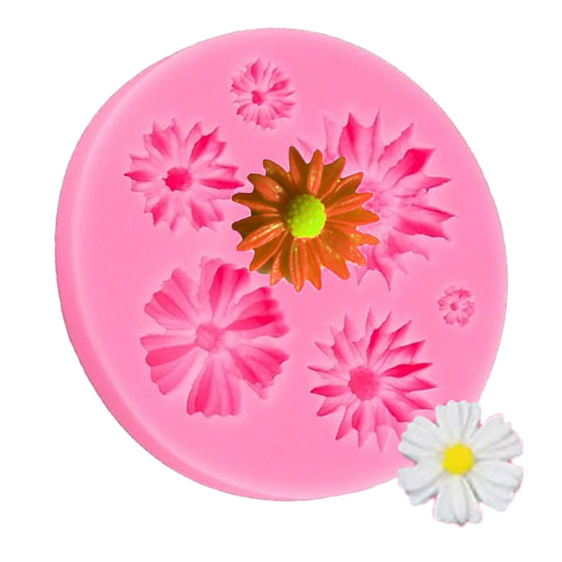 DIY Daisy Flower Silicone Mold Fondant Mold Cake Decorating Tools Kitchen Cake Mold 3D Silicone Baking Mould  D12--2