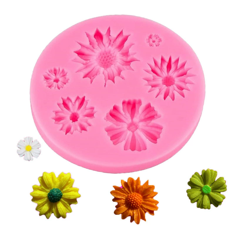DIY Daisy Flower Silicone Mold Fondant Mold Cake Decorating Tools Kitchen Cake Mold 3D Silicone Baking Mould  D12--2