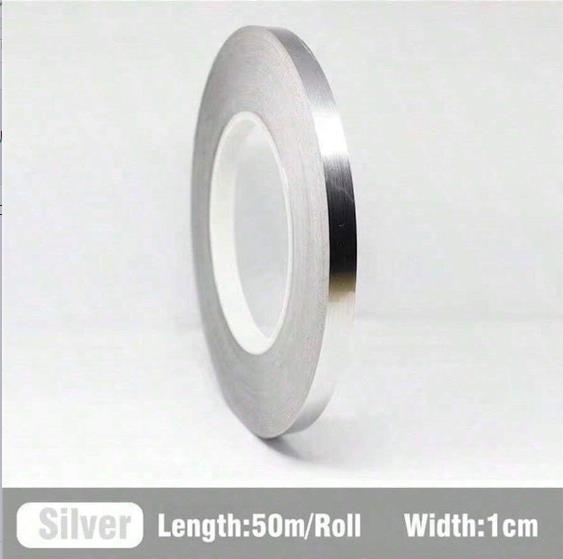 1CM*50M Silver Gold Adhesive Floor Tile Strip Seam Sticker Copper Foil Tape Waterproof Wall Sealing Tape Home Decoration E-1179