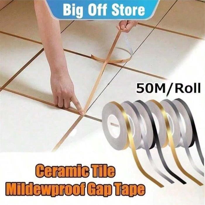 1CM*50M Silver Gold Adhesive Floor Tile Strip Seam Sticker Copper Foil Tape Waterproof Wall Sealing Tape Home Decoration E-1179